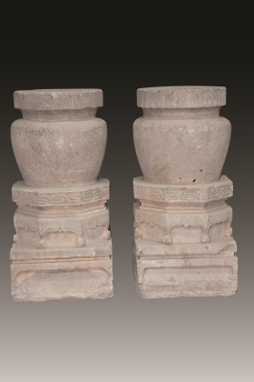青石三層圓臺(tái)（一對(duì)）