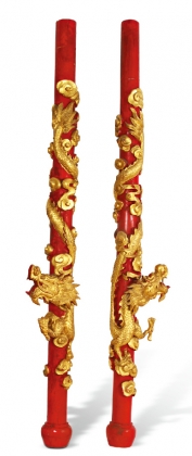 朱漆描金龍柱（一對(duì)）
